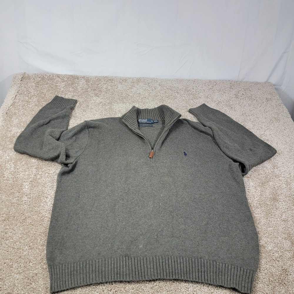 Polo Ralph Lauren 1/4 Zip Pullover Sweater Cotton Knit Gray XXL